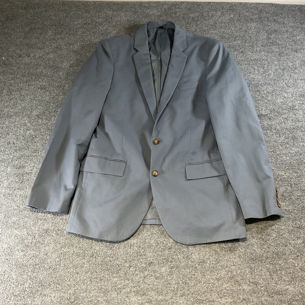 J.Crew Thompson Blazer Mens 38R Blue Gray Cotton 2-Button Suit Jacket H5119